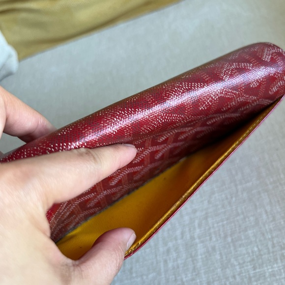 Authentic Goyard Red Long Wallet Leather Goyardine - Picture 2 of 15